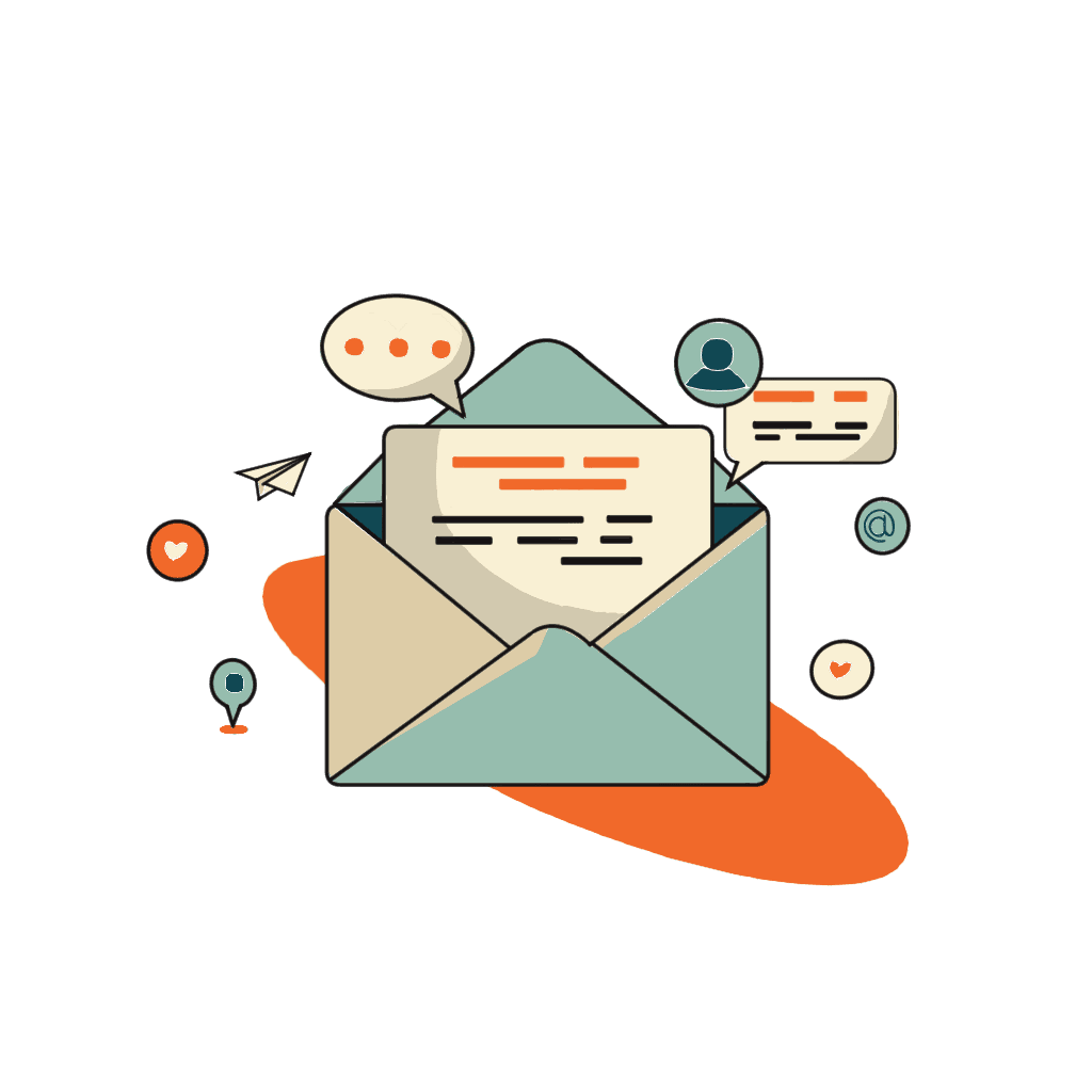 Illustrazione di messaggi e busta delle comunicazioni con gli ospiti