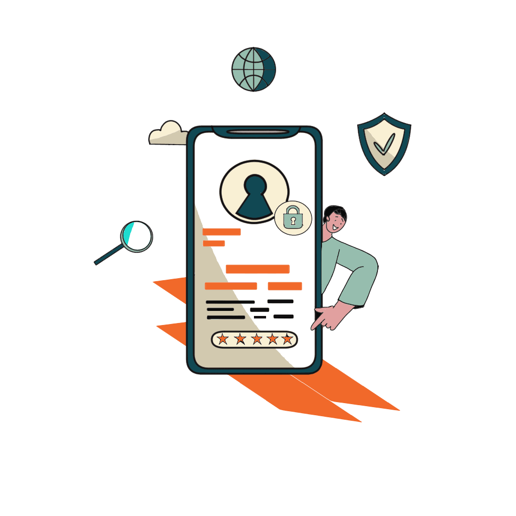 Illustrazione di un ospite che consulta il suo homebook sul telefono